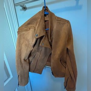 Brown Suede Women's Cropped Jacket